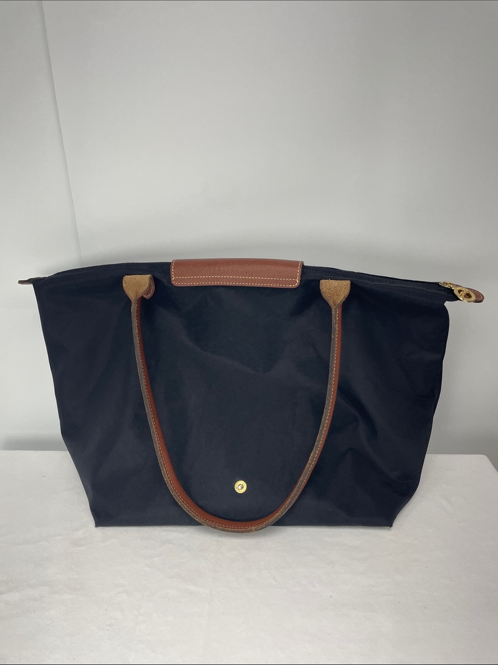 Longchamp Black Nylon Tote with Brown Leather Handles - Picture 3 of 10